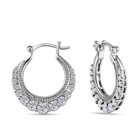 Weiße Zirkonia Ohrringe, Messing, platiniert ca. 4.08 ct