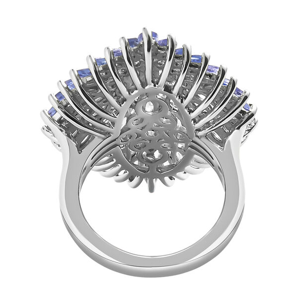 Tansanit Cluster-Ring, 925 Silber platiniert  ca. 5,78 ct image number 6