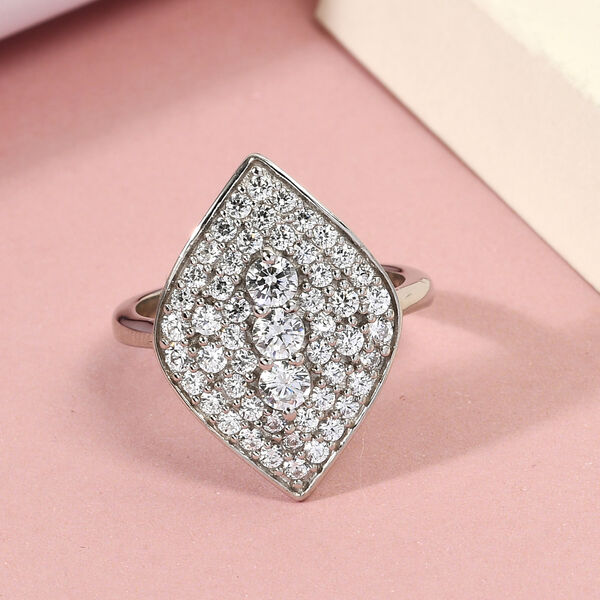 LUSTRO STELLA Hergestellt mit Feinster ZIRKONIA Ring 925 Silber platiniert image number 2