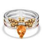 GP Trionfo Kollection - AA Citrin, Kanchanaburi Blauer Saphir Ring 925 Silber  (Größe 18.00) ca. 0.69 ct