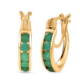 Socoto Smaragd Ohrringe 925 Silber 750 Gelb Vergoldet ca. 0.64 ct