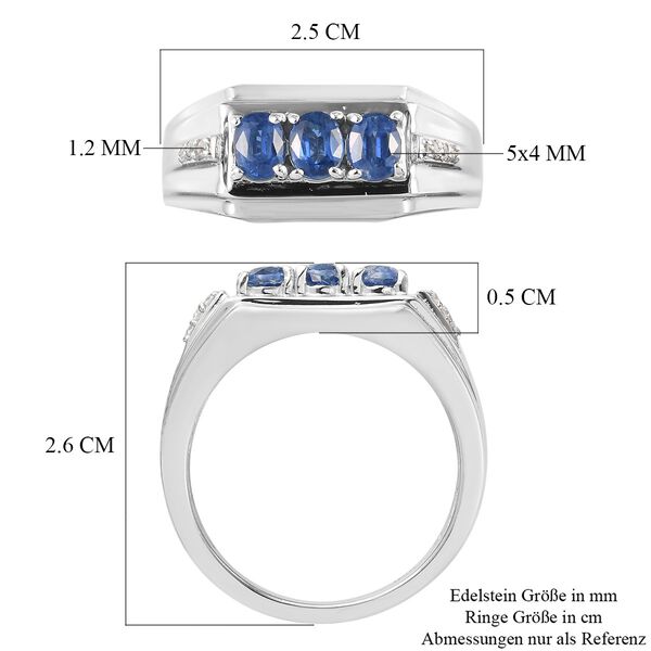 Kyanit und Zirkon Herren Ring 925 Silber Platin-&Uuml;berzug image number 7