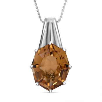 Citrin Anh&auml;nger mit Kette, 925 Silber rhodiniert ca. 10.41 ct