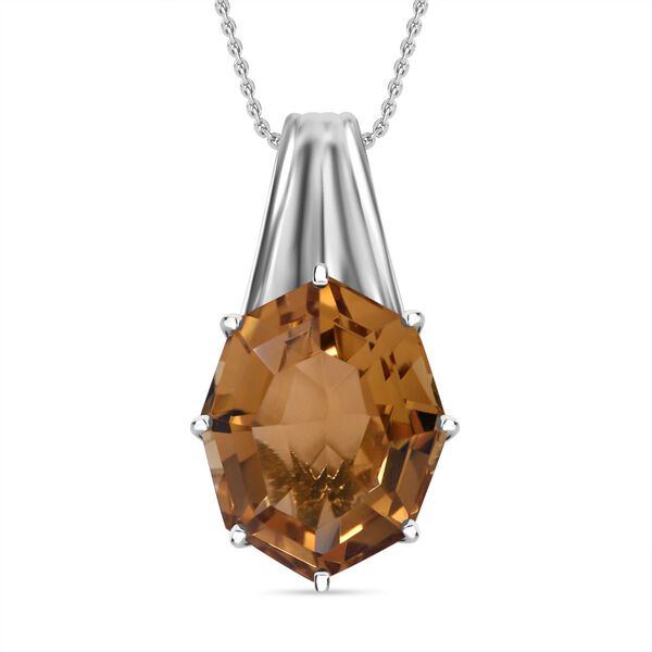 Citrin Anh&auml;nger mit Kette, 925 Silber rhodiniert ca. 10.41 ct