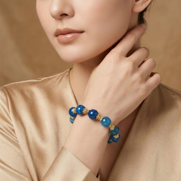 Flexibles, blaues Achat Armband - 190 ct. image number 3