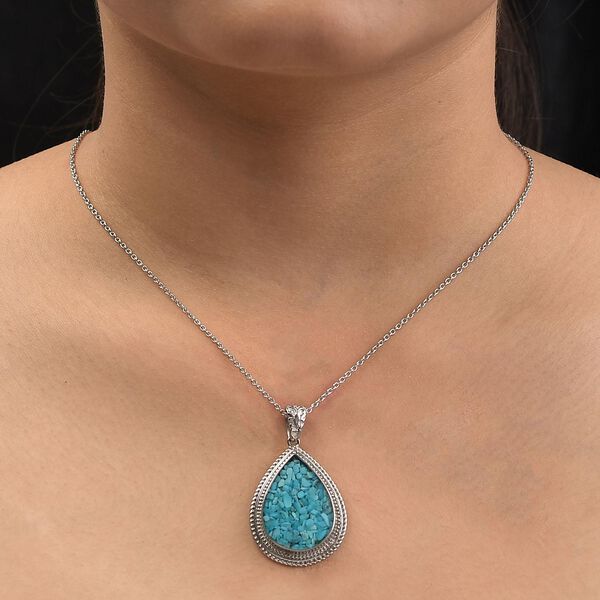 Sleeping Beauty T&uuml;rkis-Fragment Anh&auml;nger, Edelstahl ca. 8,00 ct image number 3