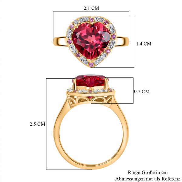 Flame of Grace - D'joy Lab Grown Padparadscha-Saphir , Moissanit Ring 925 Silber 750 Gelbgold Vermeil (Gr&ouml;&szlig;e 17.00) ca. 4.93 ct image number 7