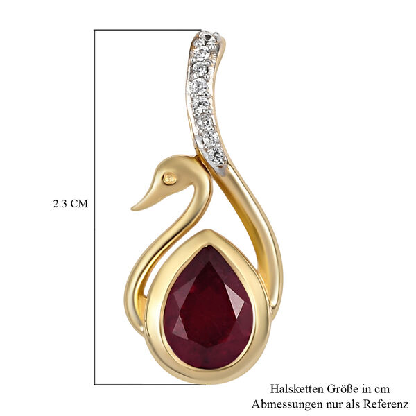 Afrikanischer Rubin (Fissure gef&uuml;llt) und wei&szlig;er Zirkon-Anh&auml;nger, 925 Silber vergoldet ca. 1,71 ct image number 6