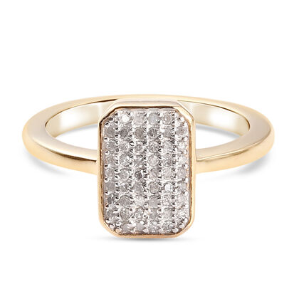 Diamant Cluster Ring 925 Silber Gelbgold Vermeil