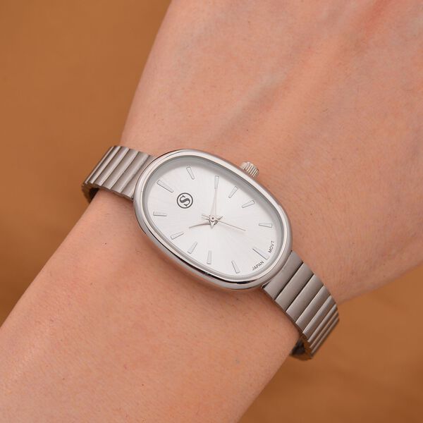 STRADA - Elegante Armbanduhr mit Japanischem PC21S Werk, Stahlsonnenschliff-Zifferblatt und Edelstahlarmband, Reiner Edelstahl, 19 cm image number 1