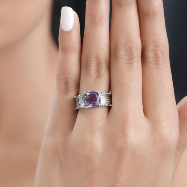 Rosa Amethyst Ring, Edelstahl (Größe 17.00) ca. 2.08 ct image number 2