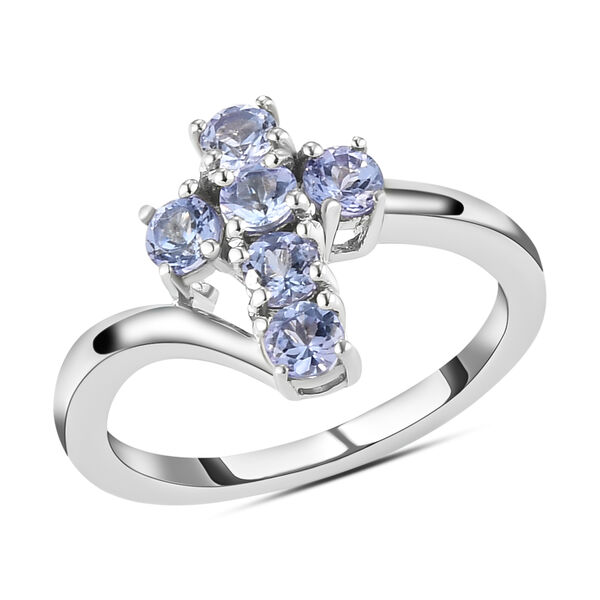 Tansanit Kreuz-Ring, 925 Silber platiniert  ca. 0,77 ct image number 4