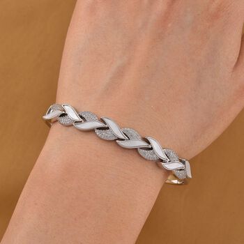 Wei&szlig;er Zirkonia, KokosnussMuschel Armreif ca. 19 cm Nickelfreies Messing