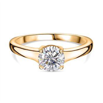Moissanit Ring 925 Silber 750 Gelbgold Vermeil (Gr&ouml;&szlig;e 19.00) ca. 0,75 ct