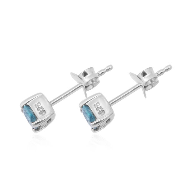 Kambodschanischer blauer Zirkon Ohrstecker 925 Silber platiniert ca. 1,50 ct image number 2