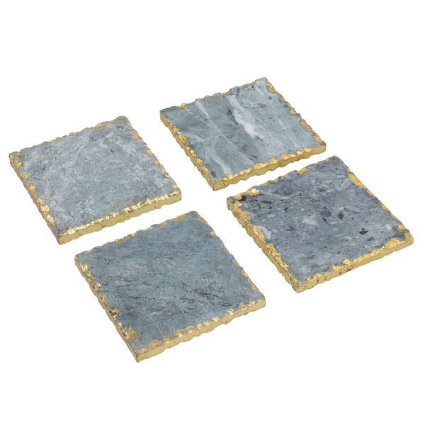 4er-Set, Marmor Untersetzer, quadratische Form, Gr&uuml;n image number 3
