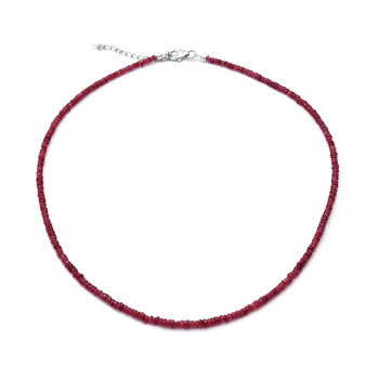Niassa Rubin Rondelle Halskette ca. 45 cm lange 925 Silber ca. 35.70 ct