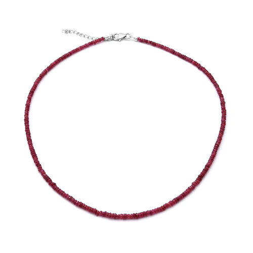Niassa Rubin Rondelle Halskette ca. 45 cm lange 925 Silber ca. 35.70 ct image number 0