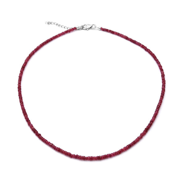 Niassa Rubin Rondelle Halskette ca. 45 cm lange 925 Silber ca. 35.70 ct