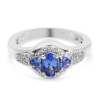 Tansanit und Zirkon Ring 925 Silber platiniert  ca. 0,97 ct image number 0