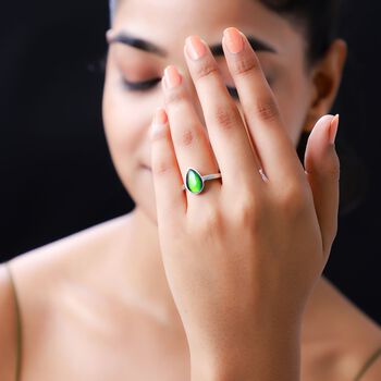 Kanadischer Ammolit Ring, 925 Silber platiniert (Gr&ouml;&szlig;e 21.00) ca. 2.27 ct