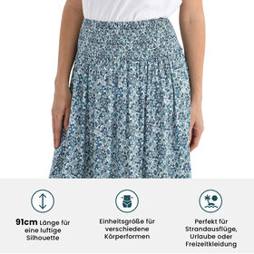 Maxirock mit Blumenmuster, elastischer Bund, 91x28cm, Blau