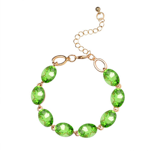 Neongrüner Kristall Armband ca. 19 cm  Std Gelb image number 0