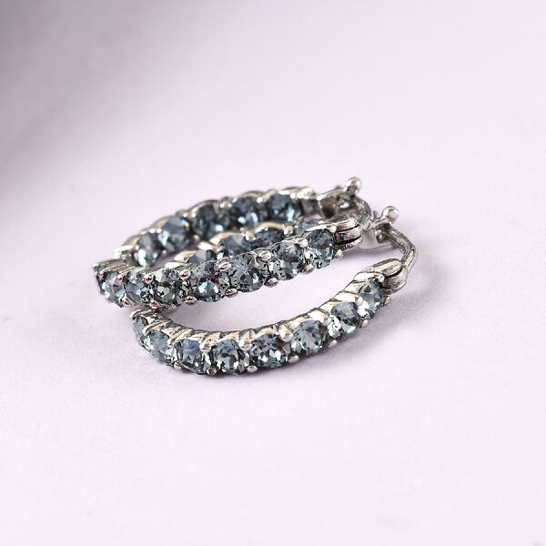 LUSTRO STELLA &Ouml;sterreichischer Indischer Saphir Kristall In Out Creolen Edelstahl image number 8