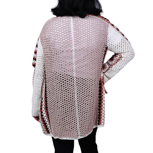 Handgehäkelte 100% Baumwolle Strickjacke, Mehrfarbig image number 1