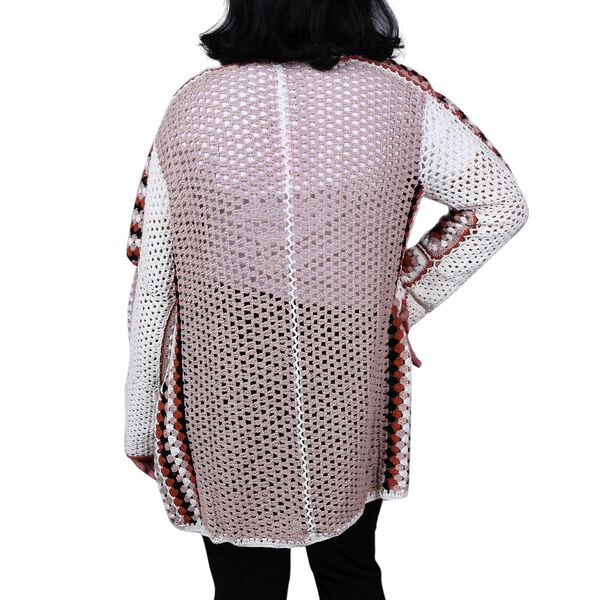 Handgeh&auml;kelte 100% Baumwolle Strickjacke, Mehrfarbig image number 1