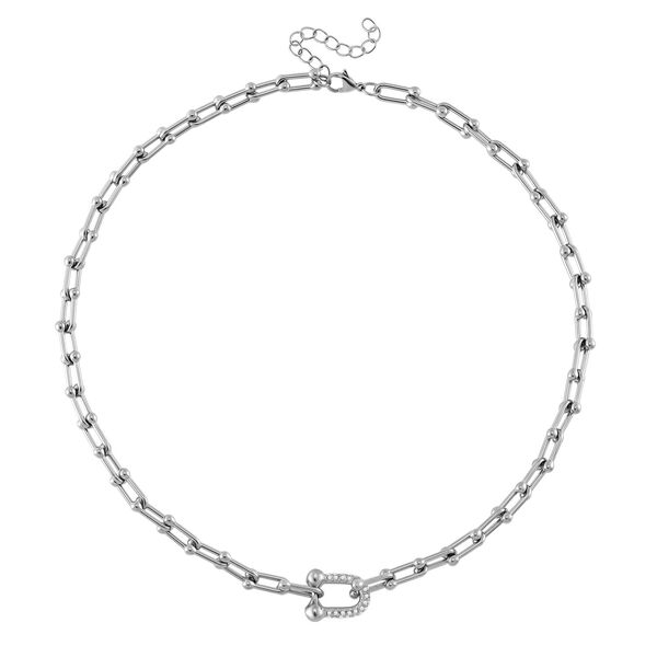 Weißer Kristall Halskette ca. 45 cm+ 5 cm Extender, Reiner Edelstahl Standard image number 3