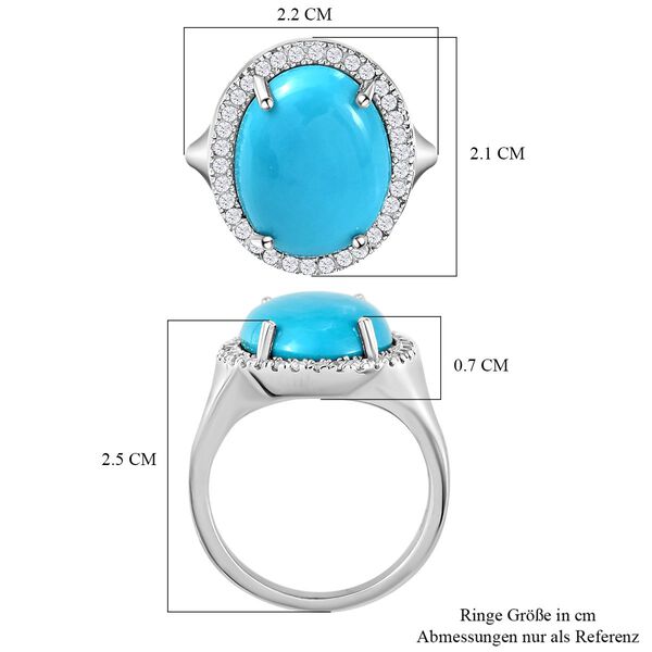 Amerikanischer, nat&uuml;rlicher Sleeping Beauty T&uuml;rkis und Zirkon-Halo-Ring in Silber image number 7