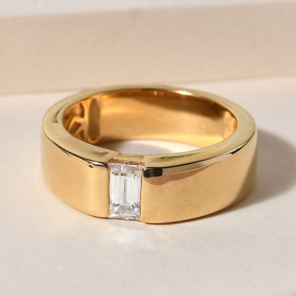 88 Facetten Moissanit Ring 925 Silber Gelbgold Vermeil  ca. 0,62 ct image number 2