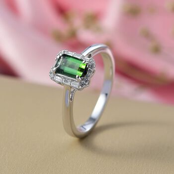 LUXORO AAA Pirineu Lagoon Turmalin und Diamant Ring in 417 Wei&szlig;gold - 0,88 ct.