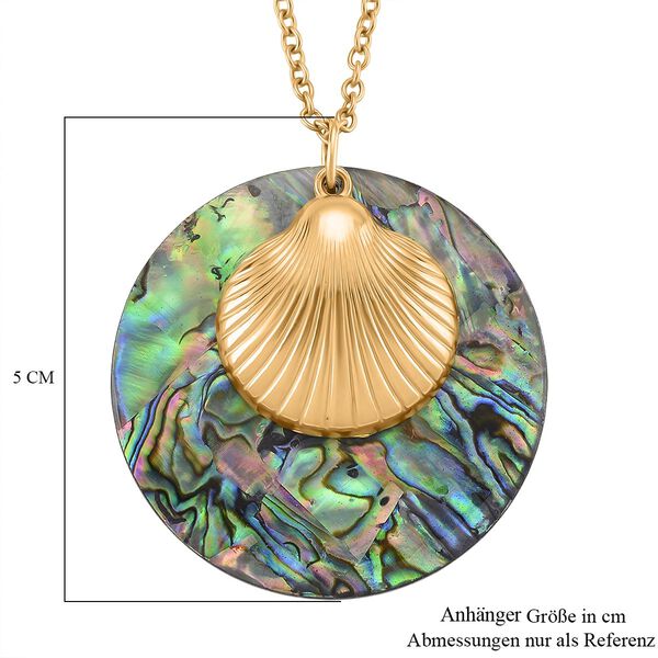Abalone Muschel Jakobsmuschel-Design Anh&auml;nger mit Kette ca. 50 cm + 5 cm Extender, 316L Edelstahl, goldfarben image number 6