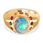 Natürlicher, äthiopischer Welo Opal und mehrfarbiger Turmalin-Ring - 2,18 ct. image number 0