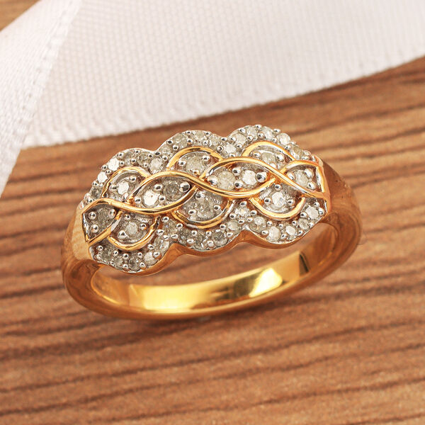Diamant-Ring, 925 Silber Gelbgold Vermeil  ca. 0,33 ct image number 2