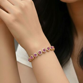 Rosa und wei&szlig;es Zirkonia 19cm Armband