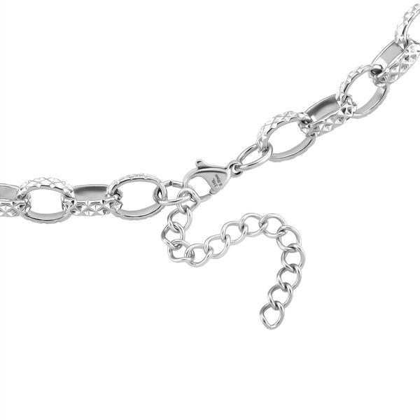 Doppelreihige Halskette mit ovalen Gliedern, Edelstahl, ca. 50 cm, Silberfarben image number 7