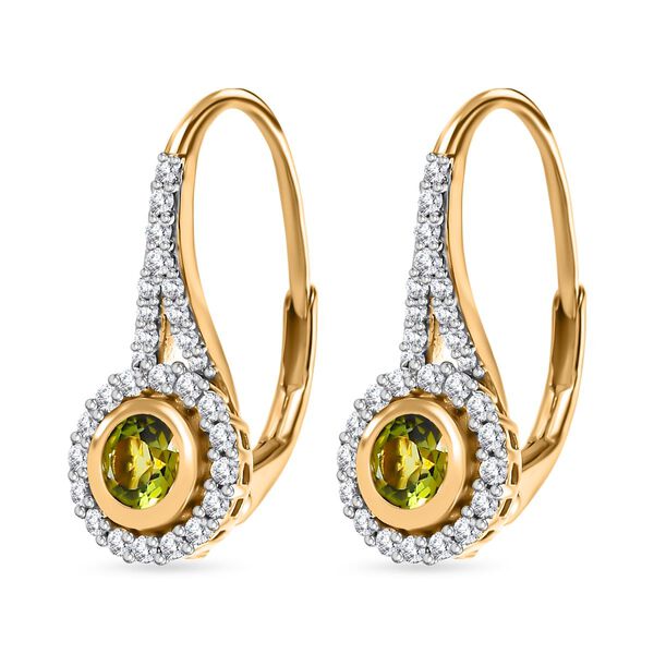 Nat&uuml;rliche AA Calabar-Turmalin, Wei&szlig;er Zirkon Ohrringe, 925 Silber Gelbgold Vermeil ca. 1.11 ct image number 4