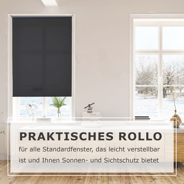 Verdunkelungsrollo zum Klemmen, Gr&ouml;&szlig;e 80x150 cm, Schwarz&nbsp; image number 2