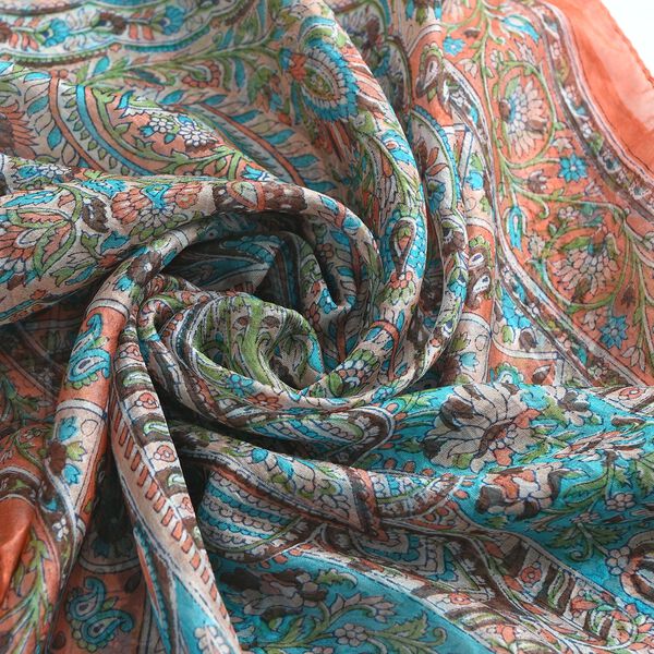 Geschmeidiger Luxuriöser 100% Seidenschal, orange image number 6