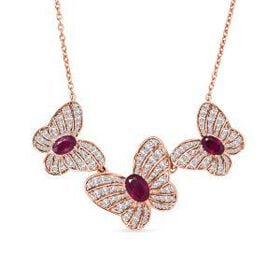 GP Kollektion - AA Afrikanischer Rubin (Fissure gefüllt) Halskette ca. 45 cm 925 Silber 750 Roségold Vermeil ca. 4.95 ct