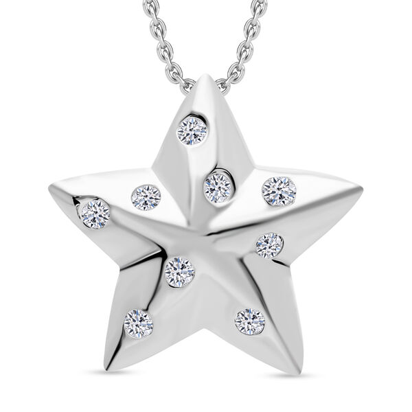 LUXURIANT SI Labor Diamant Anhänger mit 50cm Kette, 925 Silber platiniert - 0,25 ct. image number 0