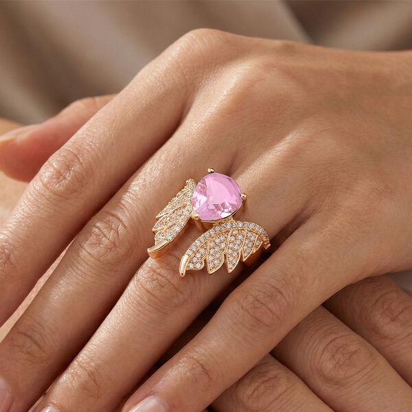 Rosa Zirkonia, Wei&szlig;er Zirkonia Ring Nickelfreies Messing (Gr&ouml;&szlig;e 20.75) image number 2