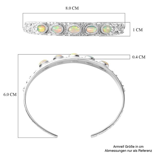 Natürlicher, äthiopischer Welo Opal Mond und Stern Armreif ca. 19 cm, 925 Silber ca. 3.09 ct image number 7
