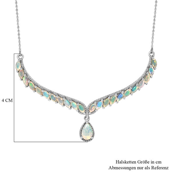 Nat&uuml;rliche, &auml;thiopische Welo Opal-Halskette, ca. 45 cm, 925 Silber platiniert ca. 2.38 ct image number 6