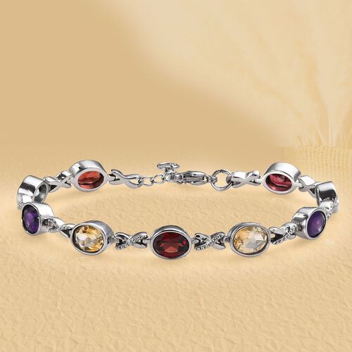 Afrikanisches Amethyst,himmelblaues Topas, rotes Garnet und Citrin-Armband, 18 cm - 12,52 ct. image number 1