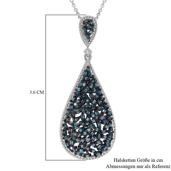 Blauer und Wei&szlig;er Diamant Anh&auml;nger mit Kette 45 cm 925 Silber platiniert ca. 0,50 ct image number 7