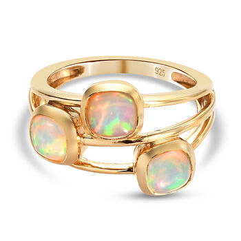 Nat&uuml;rlicher, &auml;thiopischer Opal-Ring, 925 Silber vergoldet (Gr&ouml;&szlig;e 16.00)0 c ca. 1.10 ct